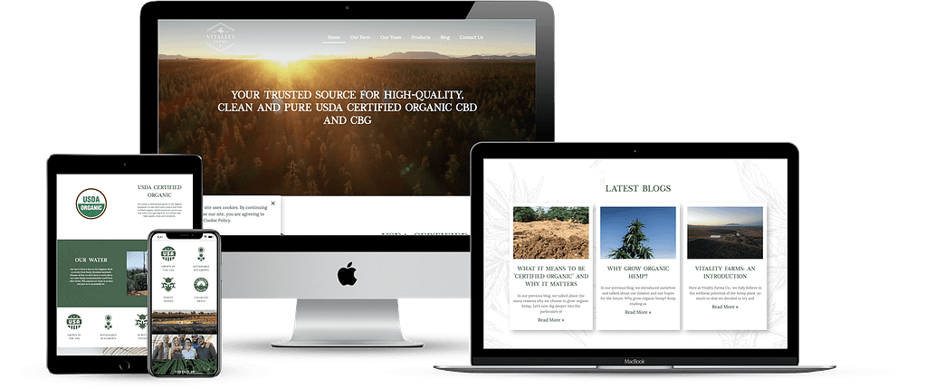 vitality farms hemp wordpress website development